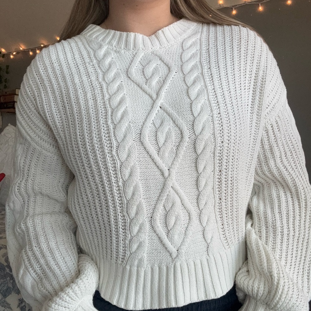 Forever 21 Contemporary Cream Cable Knit Sweater